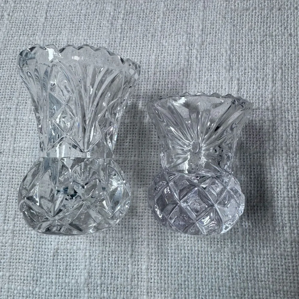 Artmark Lead Crystal Minature Bud Vases Mid-Century Modern Two Vase Set